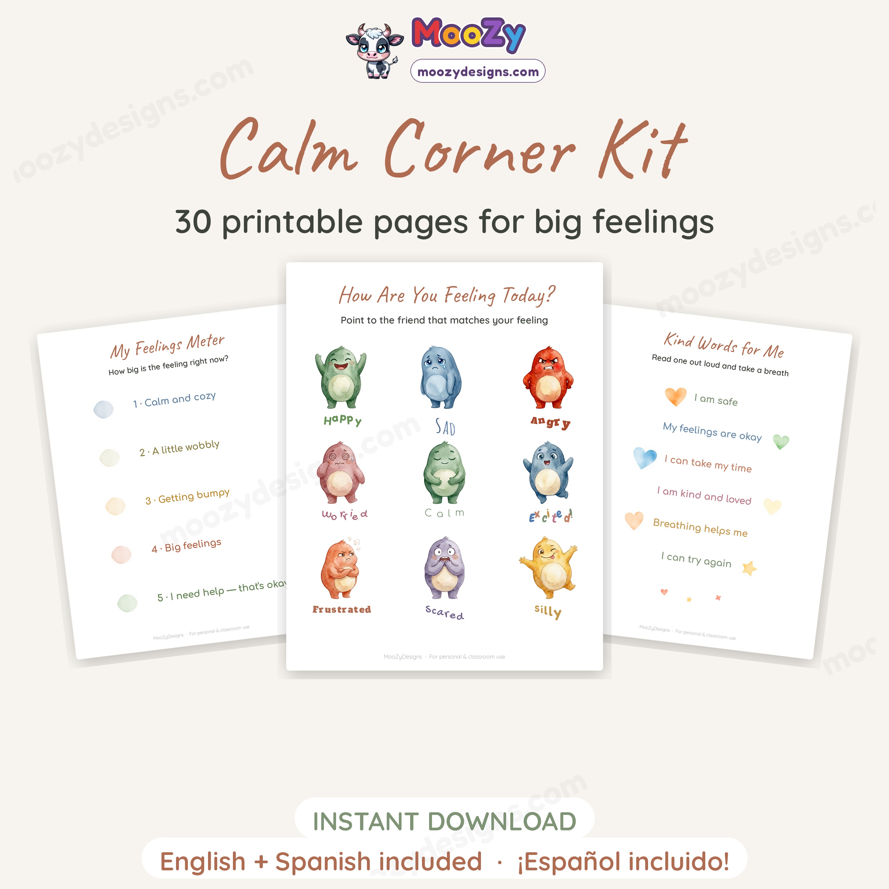 Calm Corner Kit — 30 printable pages for big feelings